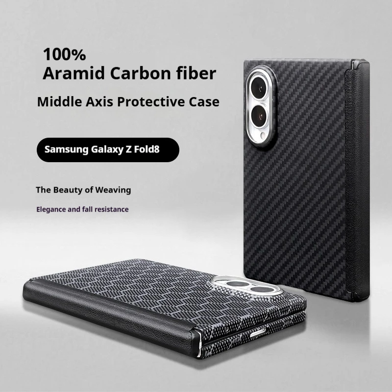100% Genuine Aramid Carbon Fiber Case For Samsung Galaxy Z Fold 8 Wide Kevlar Ultra thin central axis magnetic protective cover