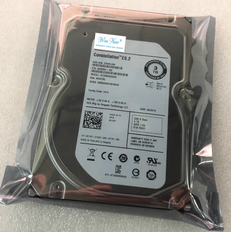 

For DELL 91K8T 55H49 DPTW9 14X4 CWJ92 3TB 7.2K SAS 7.2K 3.5 HDD 0CWJ92 091K8T 055H49 014X4H 0DPTW9 Server Hard Disk 3T
