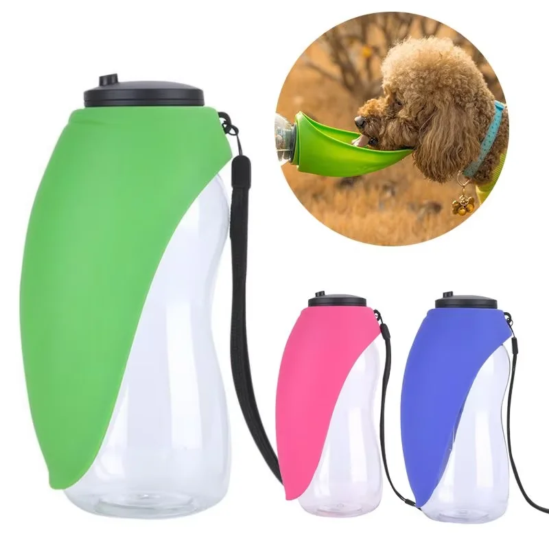 680ml Portable Pet Dog Water Bottle Soft Silicone Leaf Design Travel Dog Bowl For Puppy Cat Drinking Outdoor Pet Water Dispenser