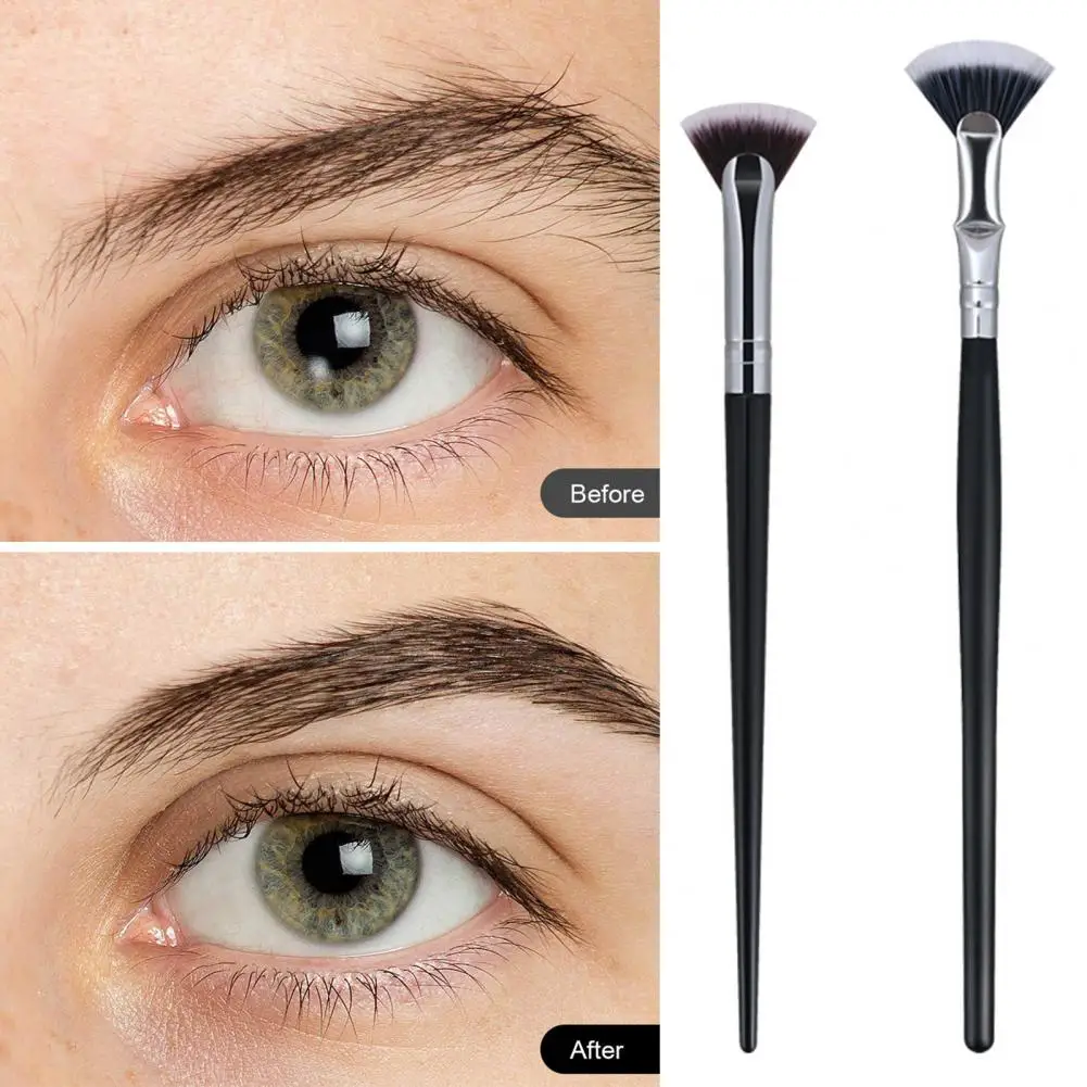 Brosse à cils en forme d'éventail, douce, sans perte, beauté professionnelle, pinceaux de maquillage pour cils, mascara, surligneur, poudre, outil de bavure, 2 pièces