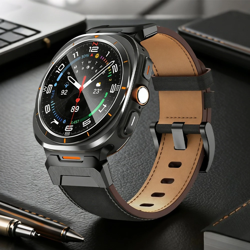 

Роскошный кожаный ремешок для Samsung Galaxy Watch Ultra 2025, 47 мм, браслет из конской кожи, мужской ремешок для SAMSUNG GALAXY ULTRA 2024, 47 мм