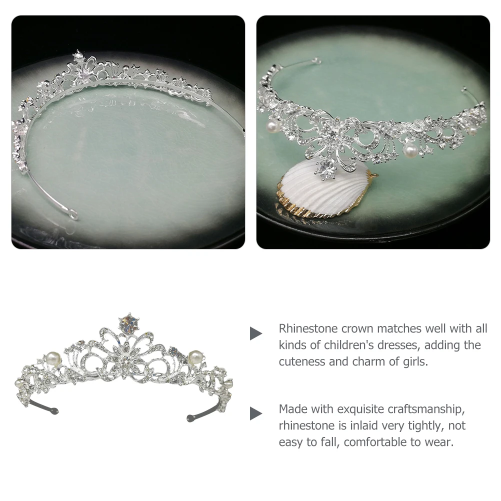 

Children Tiara Hair Accessories Rhinestone Flower Girl Headpiece Wedding Party Prom Kids Performance Shiny Headband Communion