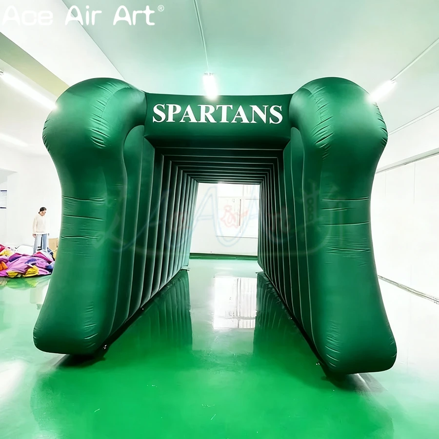 Maßgeschneidertes riesiges grünes aufblasbares Fußball-Tunnelzelt für Sportspiele und Veranstaltungen