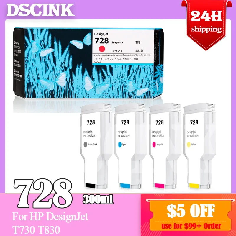 

728 728XL Ink Cartridge Compatible For HP DesignJet T730 T830 Printer 300ml And 130ml High Quality Factory Price