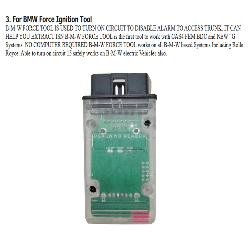 Picture 5: for PSA Immo Reader for Fiat Emergency Start Bypass for BMW Force Ignition Tool 3 IN 1 Read PIN Plug and Play OBD2 Key Simulator