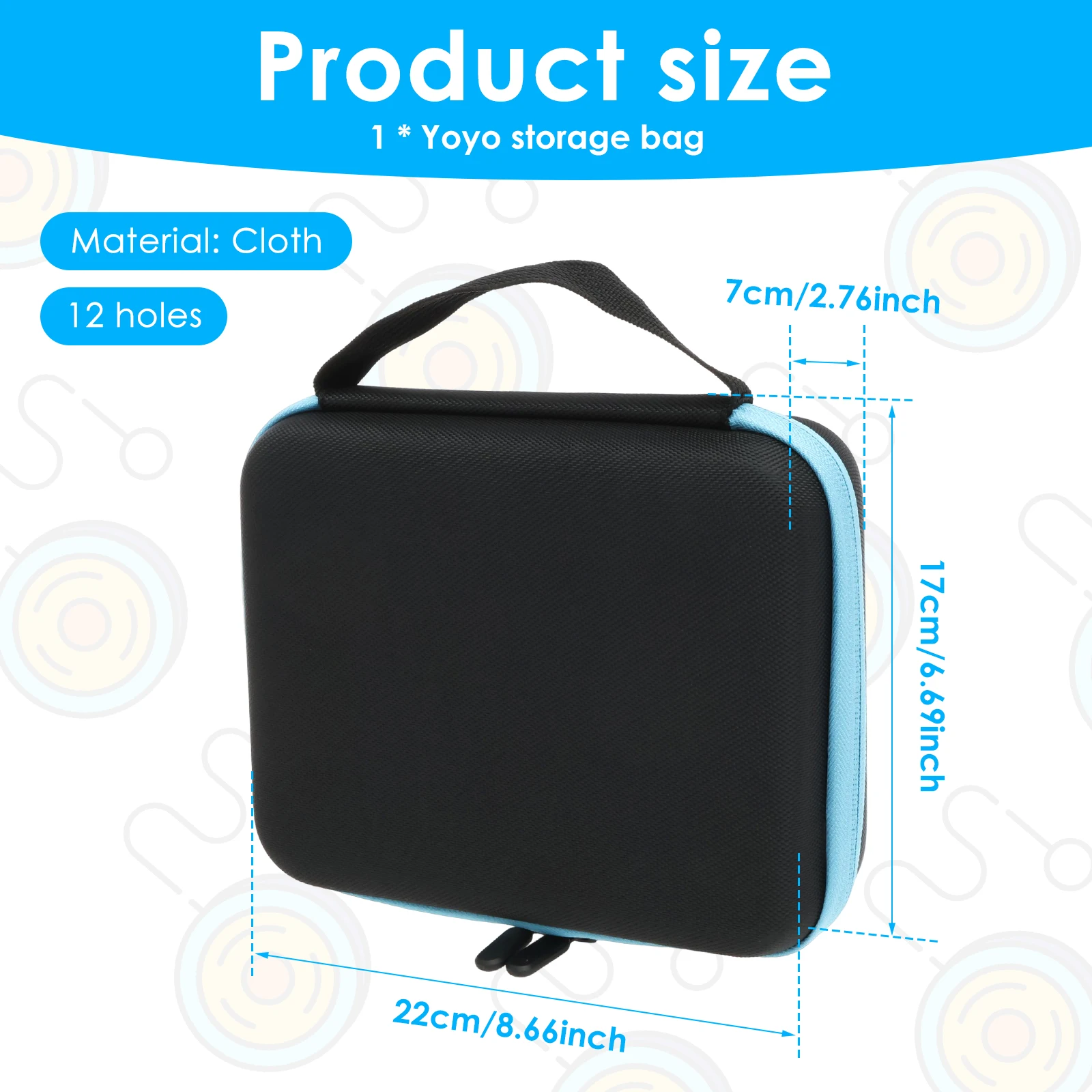 6/12 Holes Yoyo Ball Storage Bag Portable Yoyo Carry Case with Handle Zipper Shockproof  Lightweight Equipment Protective Bag view 6