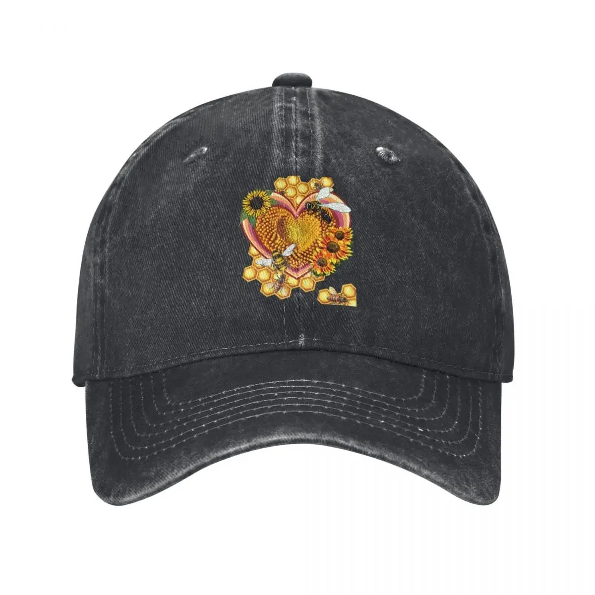 

Sunflowers andBees valentine heart Baseball Cap beach hat Military Cap Man Luxury Man Hat For Women 2024 Men's