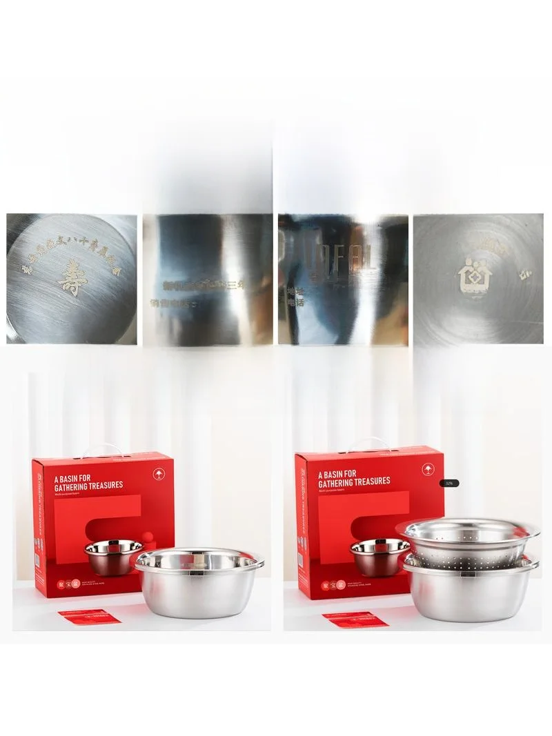 

Food ade Stainl Steel Basin Kitchen Utensils Egg Beating Bowl Vegetable Waing Bowl Soup Pan Gift Basin with Rims