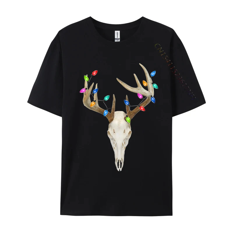 Deer Skull Hunting Christmas Whitetail T-Shirt Cotton Top T-Shirts For Men Normal Tops Shirts Prevalent Slim Fit