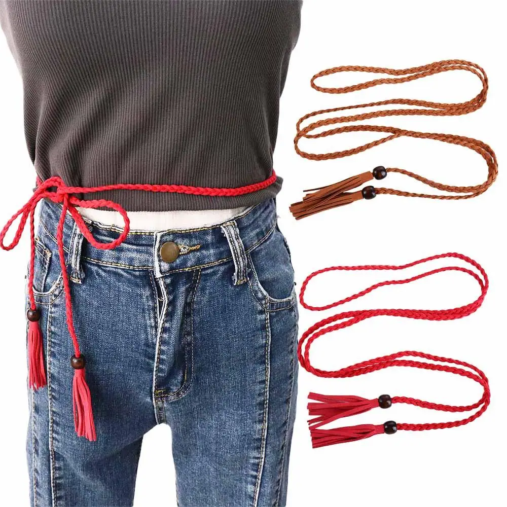 

All-match Dress Waistbands Accessories Bohemian Thin Belts Waist Rope Ethnic Style Belts Women Waist Chain Braided Tassel Belt