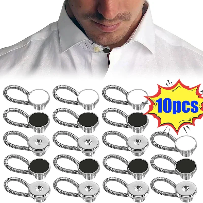 10pcs 청바지 바지 용 칼라 익스텐더 버튼 허리 스트레치 셔츠 정장 넥타이 넥 익스팬더 유연한 재사용 가능한 버클 액세서리