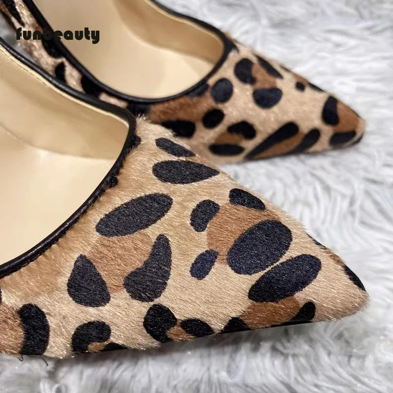 2024 New Suede Leopard Pattern High Heels women's Pointed Narrow Heels Shallow Mouth High Heels