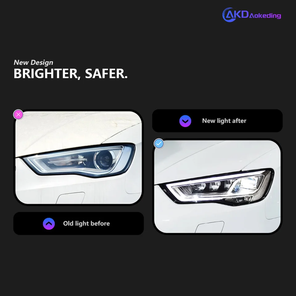アウディA3 LEDヘッドライト,2013-2016 a3ヘッドランプ,drl,自動車用