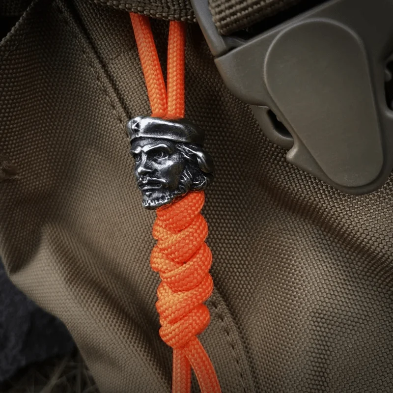 Revolutionary Che Guevara Hand-Casted Paracord Bead Lanyard Brass Charms EDC Keychain Pendant Knife Accessory view 6
