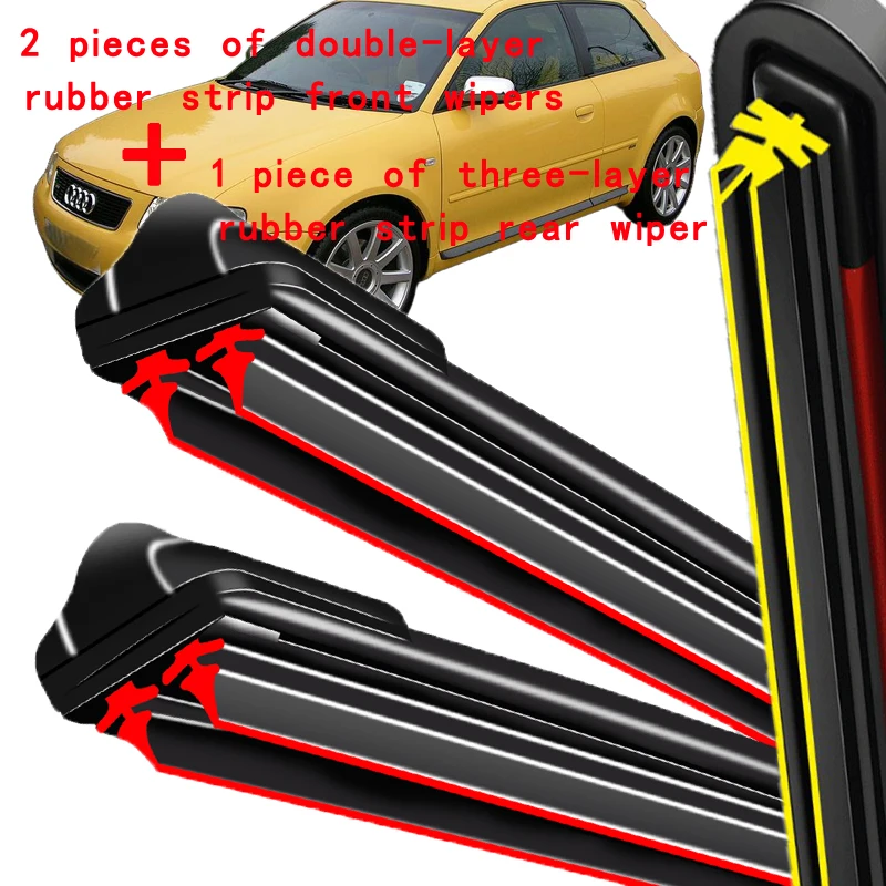 

For Audi A3 8L 1996-2003 1997 1998 2000 2001 2002 Wiper Front&Rear Wiper Blades Windshield Windscreen Window Brushes 21"+19"+16"