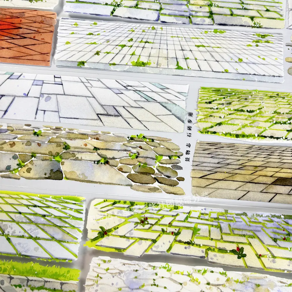 washi pet tape Journal A415 Stone Brick Trail Landscape Map Ground Antique scrapbook Account Flow Hemp Sticker Goo