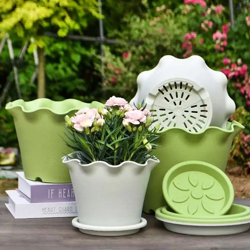 2/5pcs Resin Plastic Flower Pot Flower Plant Drainage Hole Thick Material Durable Light Gardening Pot For Indoor Outdoor Bedroom