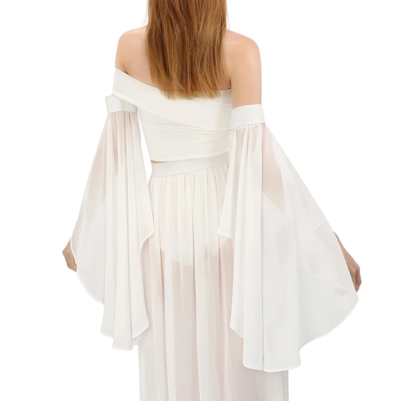 1 paio di maniche monostrato con protezione solare, allacciate in chiffon sottile, elastiche e traspiranti, maniche svasate staccabili da passerella