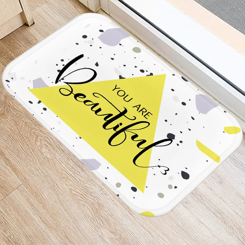 Geometric Yellow Zebra Deer Pattern Bathroom Kitchen Entrance Doormat Coral Fleece Rug  Indoor Floor Mat  Home Decor image 4