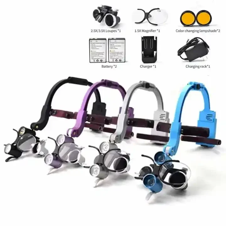 

Colorful 5W 2.5X 3.5X Operation LED Head Light Headlamp Magnifier Wireless Loupes Surgical Headlight Loupe