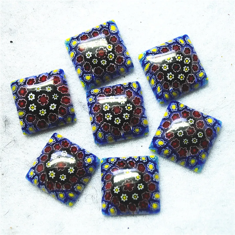 6PCS Fantanstic Glass Cabochons Square Shape 18X18MM Loose Beads Cabs No Hole Top Selling Fashion Decoration Items