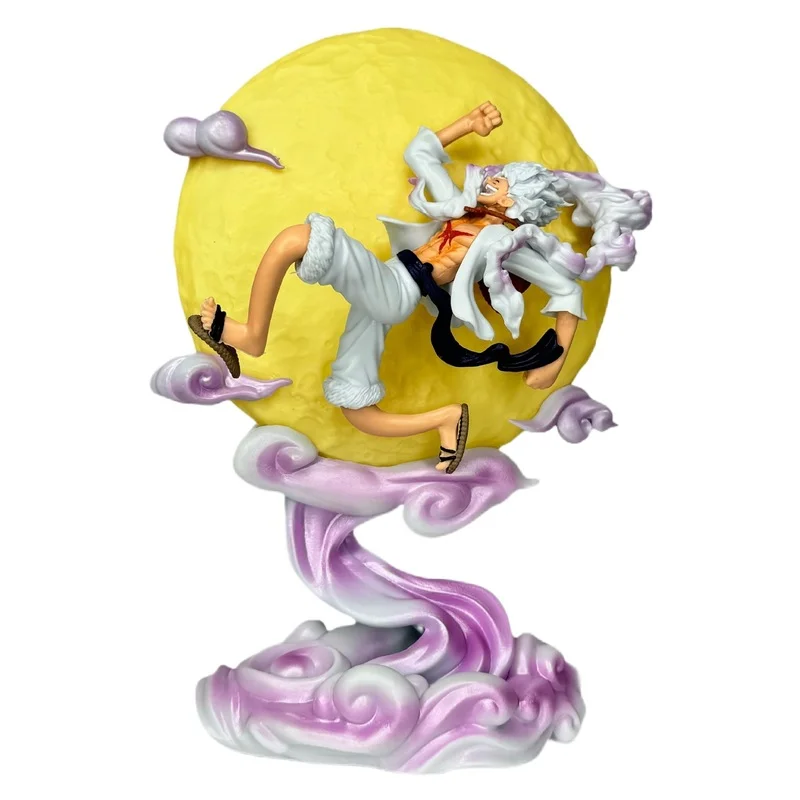 Neue 26 cm One Piece Anime Peripherie Figur Mond Nika Luffy Gear 5 Mit Mond Licht Action Figur Gk Statue Modell Hause Dekorationen