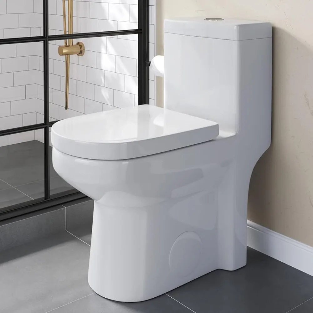 

Small Toilet 25"L X 13.4" W X 28.4"H One Piece Short Toilet for Compact Bathroom,Tiny Mini Space Saving Toilet with Soft Closing