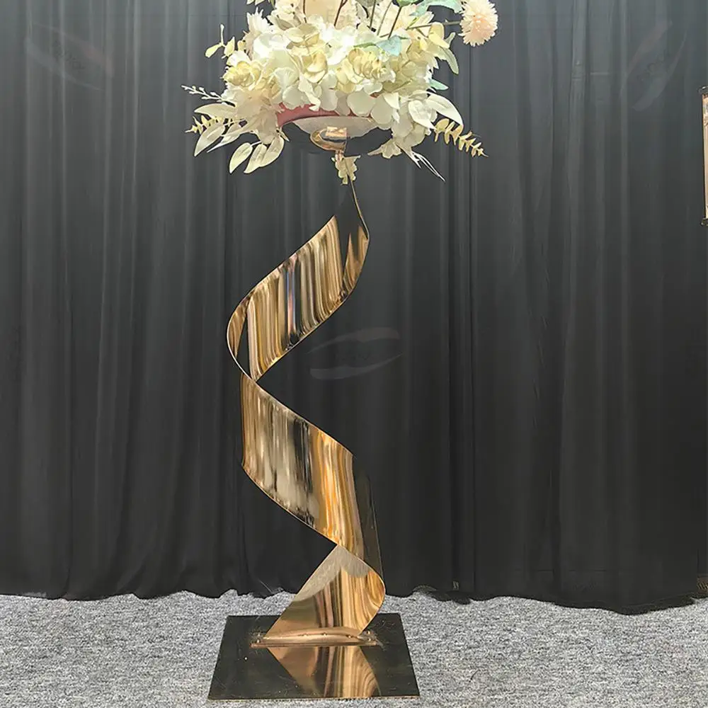 High Quality 80cm Golden Metal Floral Display Stand Table Flower Stand Table Centerpiece for Wedding Decoration Metal Gold Color