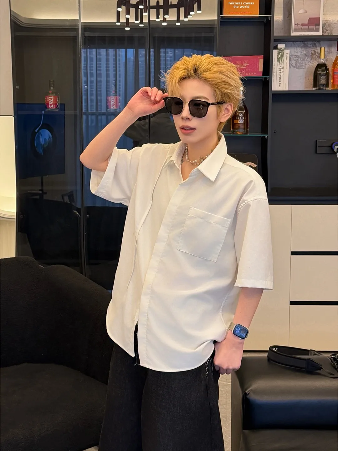 

Cleanfit White ort Sve Men's irt Summer Deconstructed High-End Sle American f Sve Jaet Youth Casual Faion
