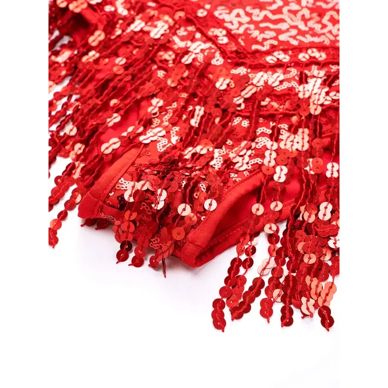 Dziewczęta Latin Jazz Dance Dress Kids Shiny Sequins Tassel Fringe Mesh Ballroom Samba Tango Cha Cha Dance Leotards Rave Costume 2022