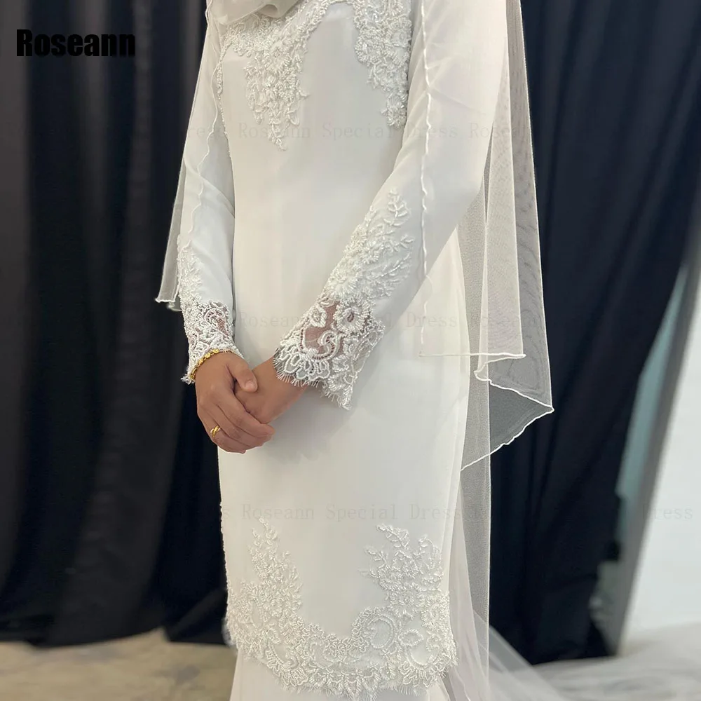 Muslim Fashion 2024 New Mermaid Wedding Dresses Applique Full Tulle High Collar Lace Bride Gown Floor Length robe de mariée