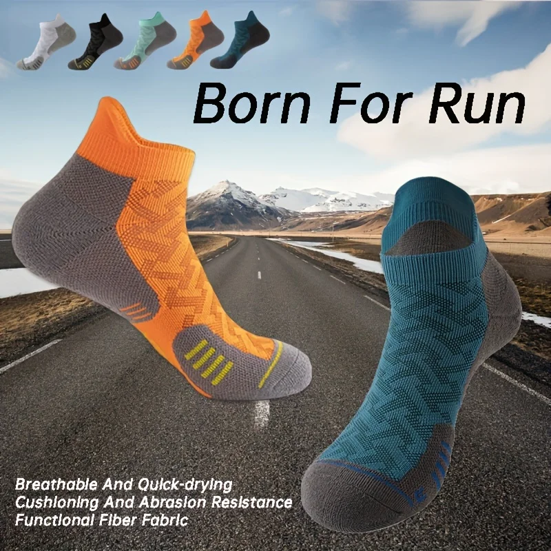 

3 Pairs Running Socks Thickened Sweat Absorb Cushioned Ankle Socks Breathable Non-slip Quick Dry Men Women Fitness Socks