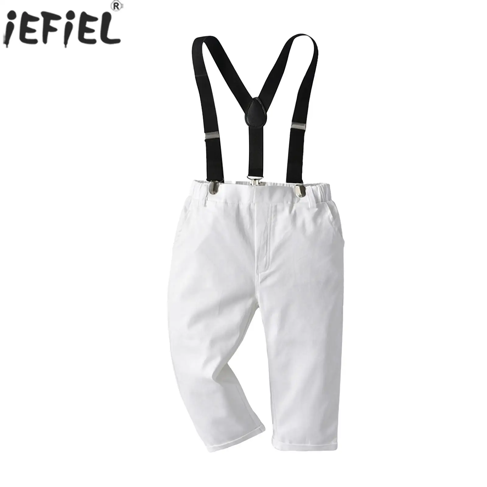 

Baby Boys Gentleman Preppy Style Suspenders Pants Solid Color Casual Overalls Trouser Christening Wedding Birthday Party Costume