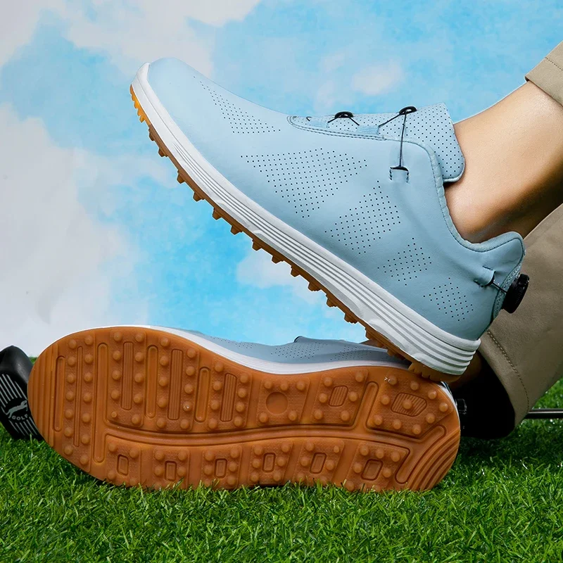 Leichte Golfschuhe für Damen und Herren, Sneakers mit Knopfschnalle, atmungsaktiv, rutschfeste Sneaker, Golfschuhe