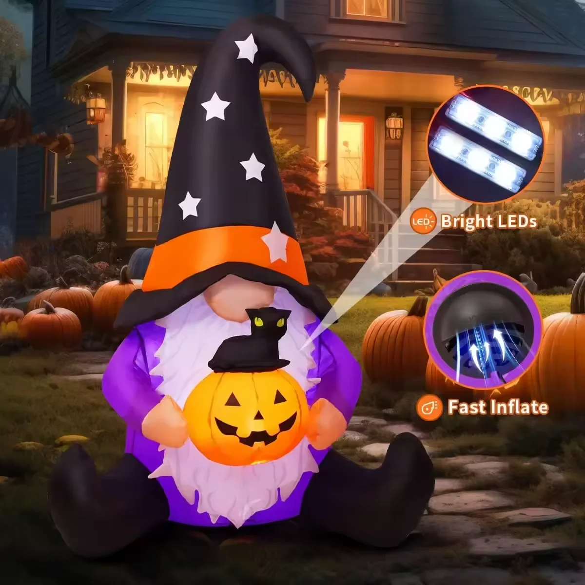 5FT Halloween fairy Inflatable Toys Indoor and Outdoor Decorations Pumpkin Decorations with Built in LED Lights