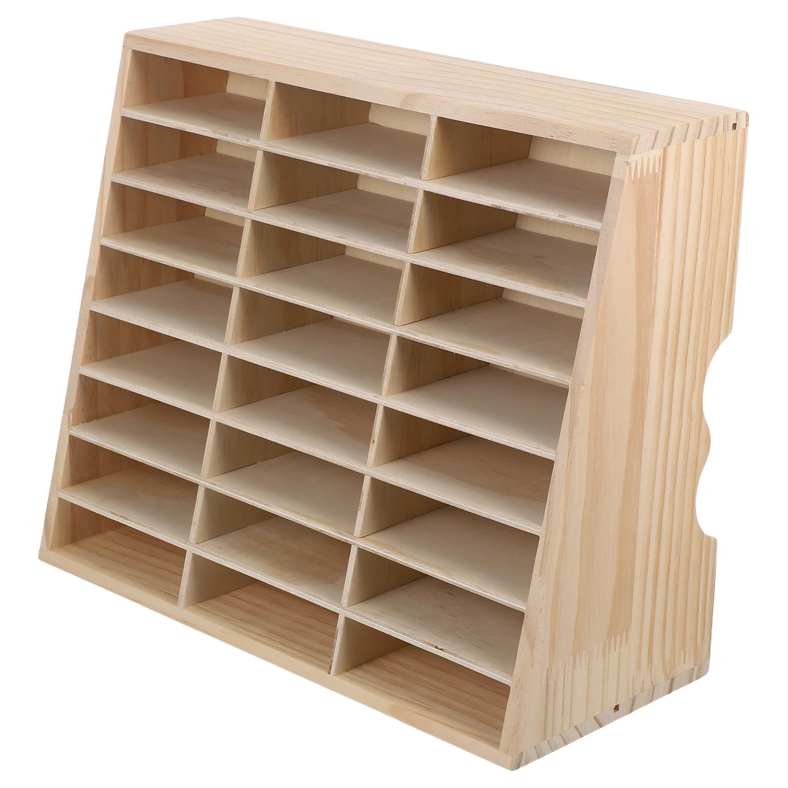 

24 Grid Wooden Desk Organizer Box Solid Wood Phone Holder Office Classroom Cell Phone Storage Calculator Holder School