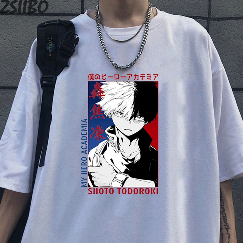 Women'S Fashion Funny Anime Todoroki Shoto Print T Shirt Summer Unisex Loose Casual Plus Size Graphic Tee Tops