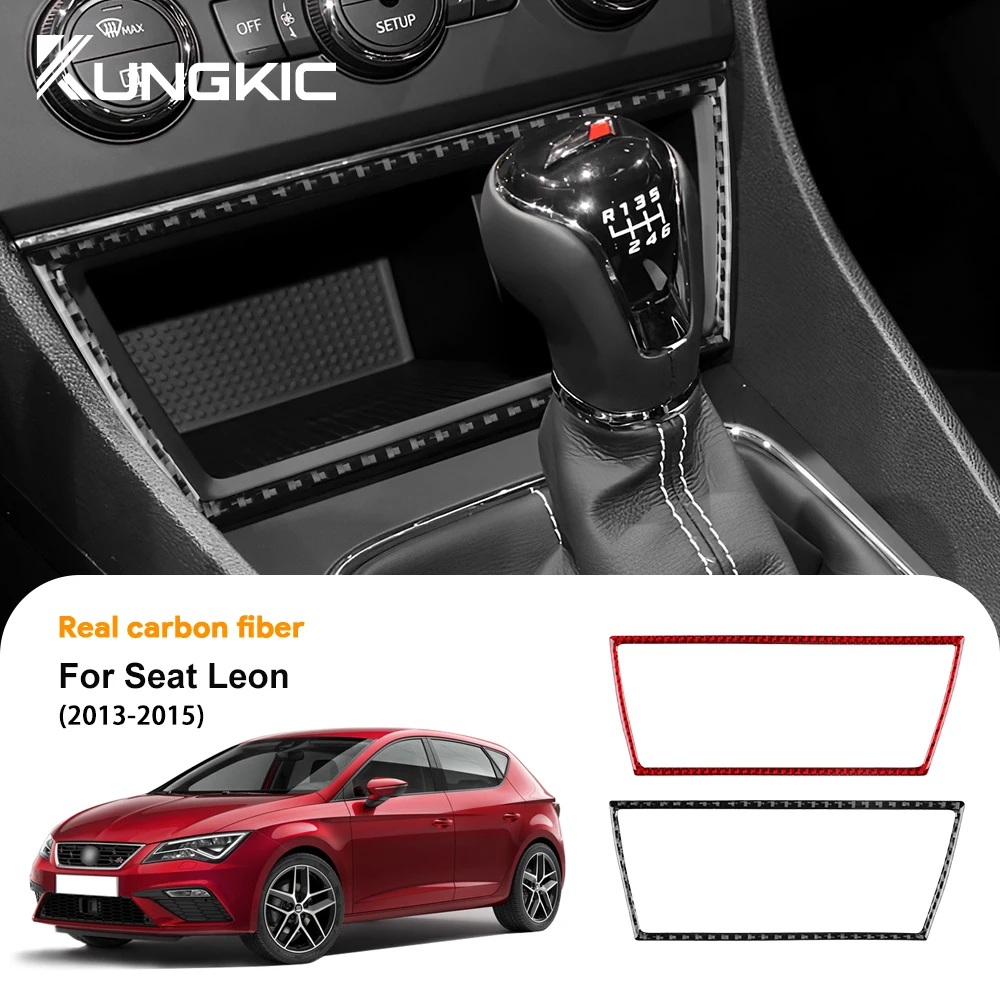 For Seat Leon 2013 2014 2015 LHD RHD Real Soft Carbon Fiber Car Central Storage USB Port Frame Sticker Interior Accessories