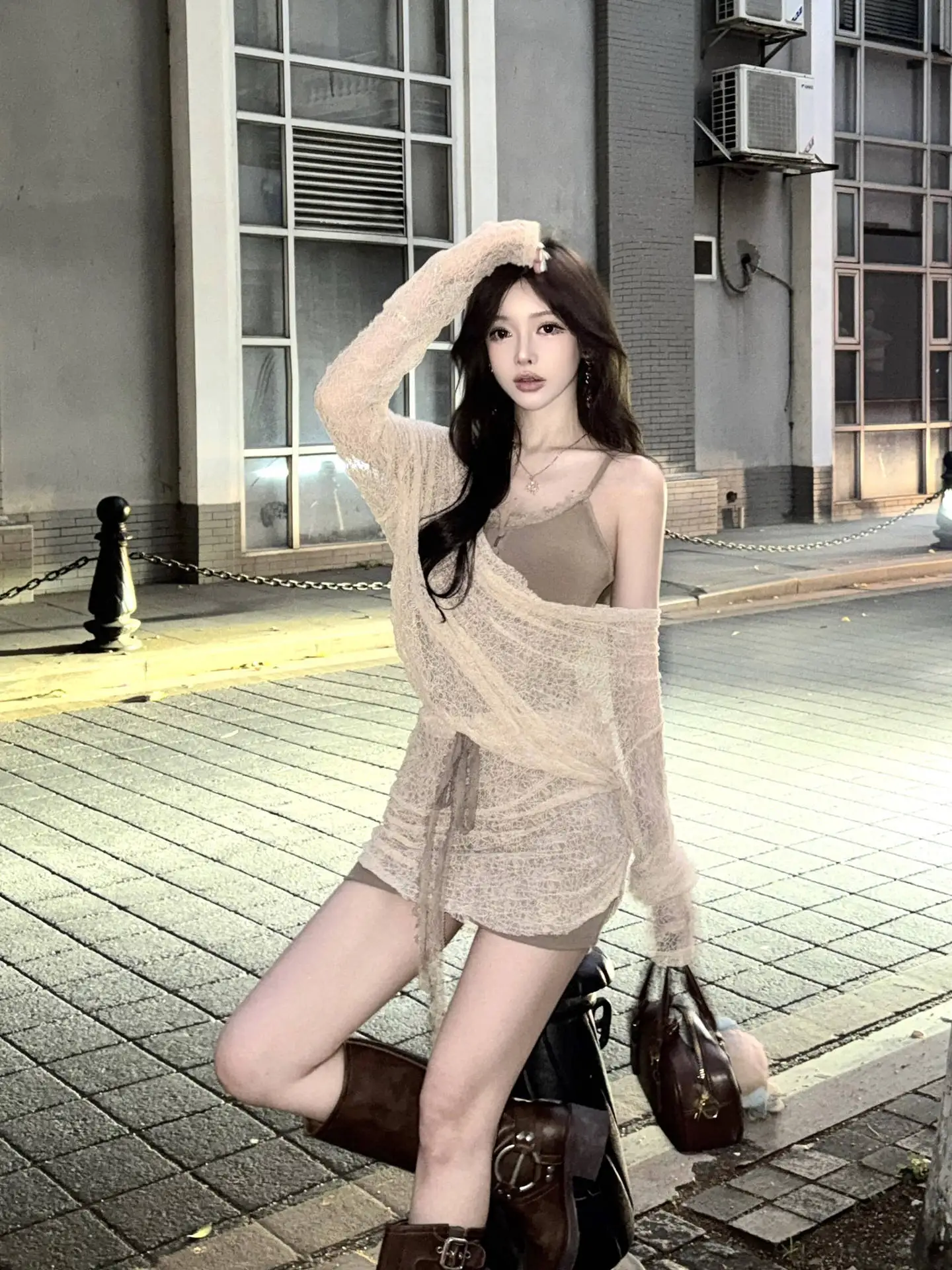 Abiti Abito da donna Jirai Kei Autunno Chiffon Applique Floreale A strati Pieghe Estetica Ditsy Princess Dolce Artistic Weekend Fit