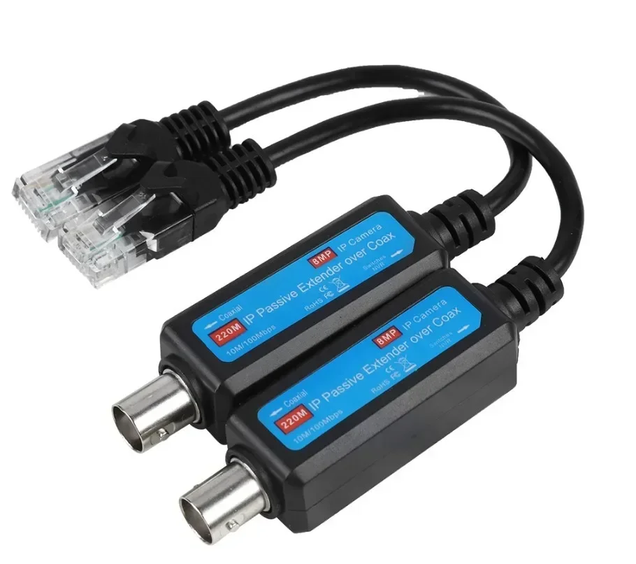 Transmit IP Camera signal over Existing Coaxial Cable at 100Mbps 1-CH Passive IP Extender over Coax
