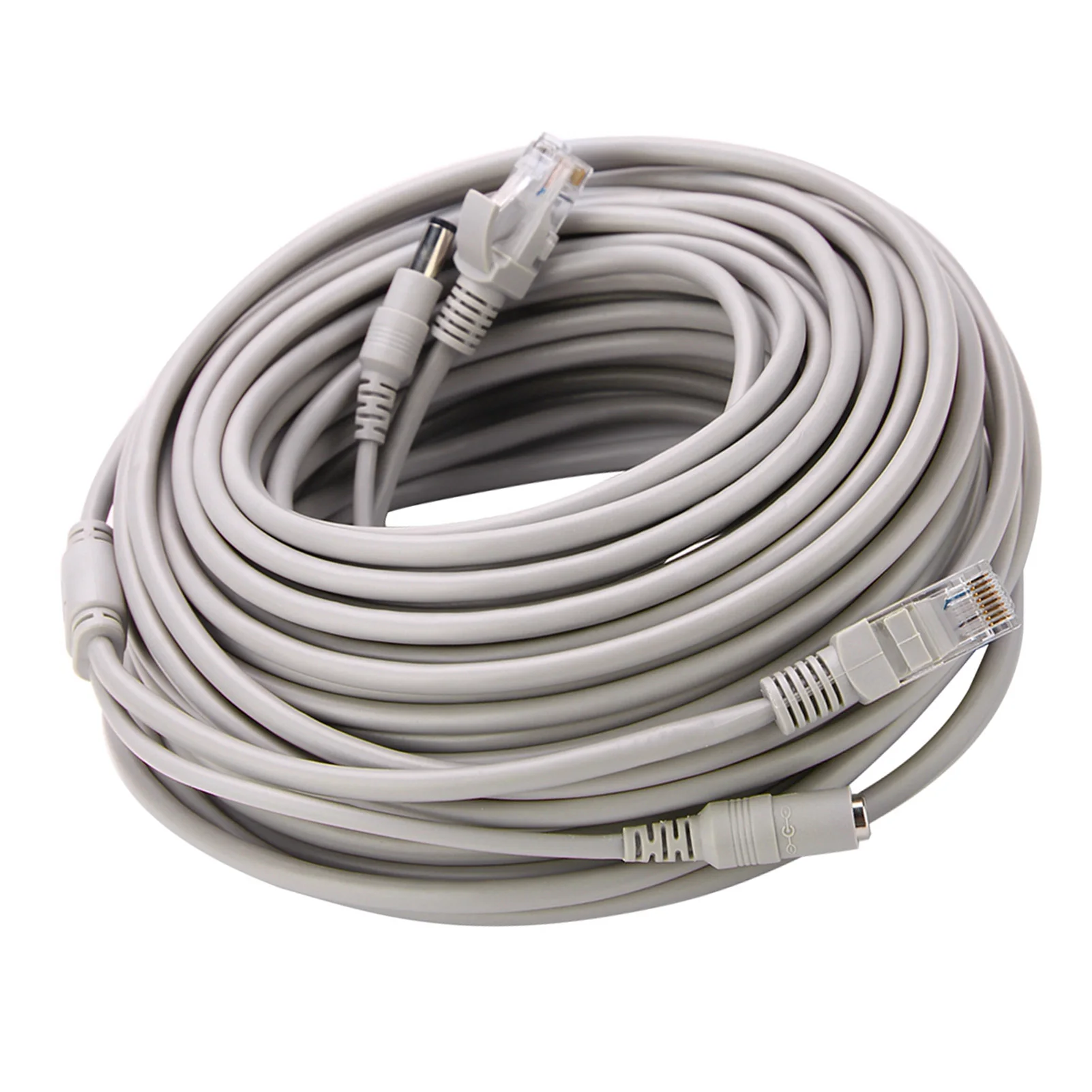 ZK30 5M/10M/15M/20M RJ45+DC كابل إيثرنت CCTV لكاميرات IP نظام NVR 10Mbps100Mbps (20M)