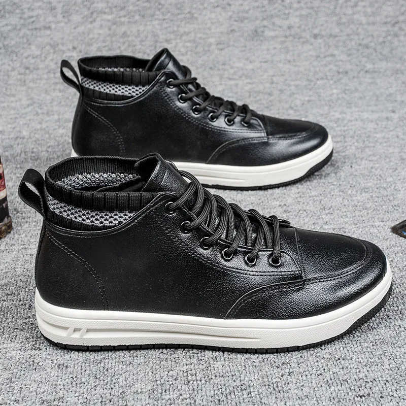 

Мужские хлопковые ботинки с высоким берцем на подкладке, повседневные рабочие водонепроницаемые нескользящие кожаные ботинки для спорта на открытом воздухе