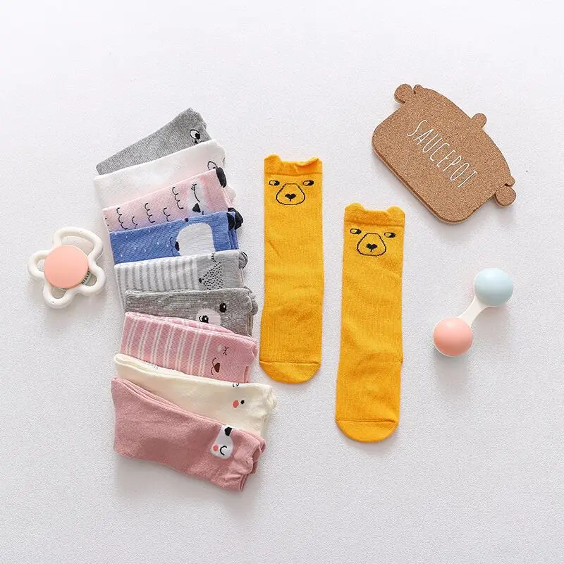 Chaussettes longues en coton pour nouveau-né, enfant en bas âge, bébé, fille, garçon, mignon, animal, chaud, 0 à 4 ans, automne, hiver