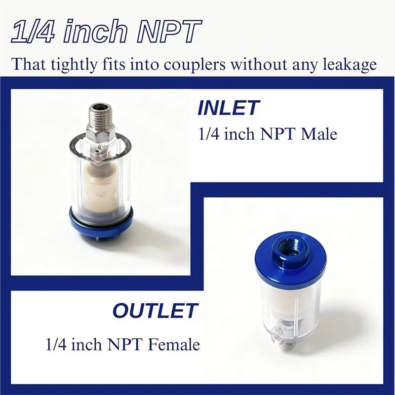 A76X-фильтр водоотделителя воздушного компрессора-1/4 дюйма NPT, 3 упаковки масляной влажности для пневматических инструментов (макс. 90 фунтов на квадратный дюйм)