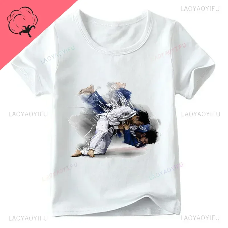 Cute Karate Jiu-jitsu T Shirts Judo Print T Shirt Summer Fashion Boys Girls Tops  Classic Streetwear Camisetas Cotton Tshirts