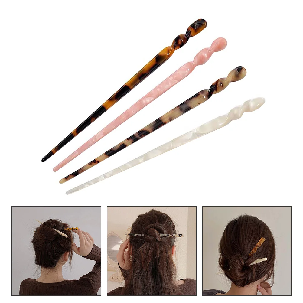 4 Pcs Hairpin Female Updo Hairpins Headwear Present Clip Gift Decor Decorative Accessories Chopstick Korean Version