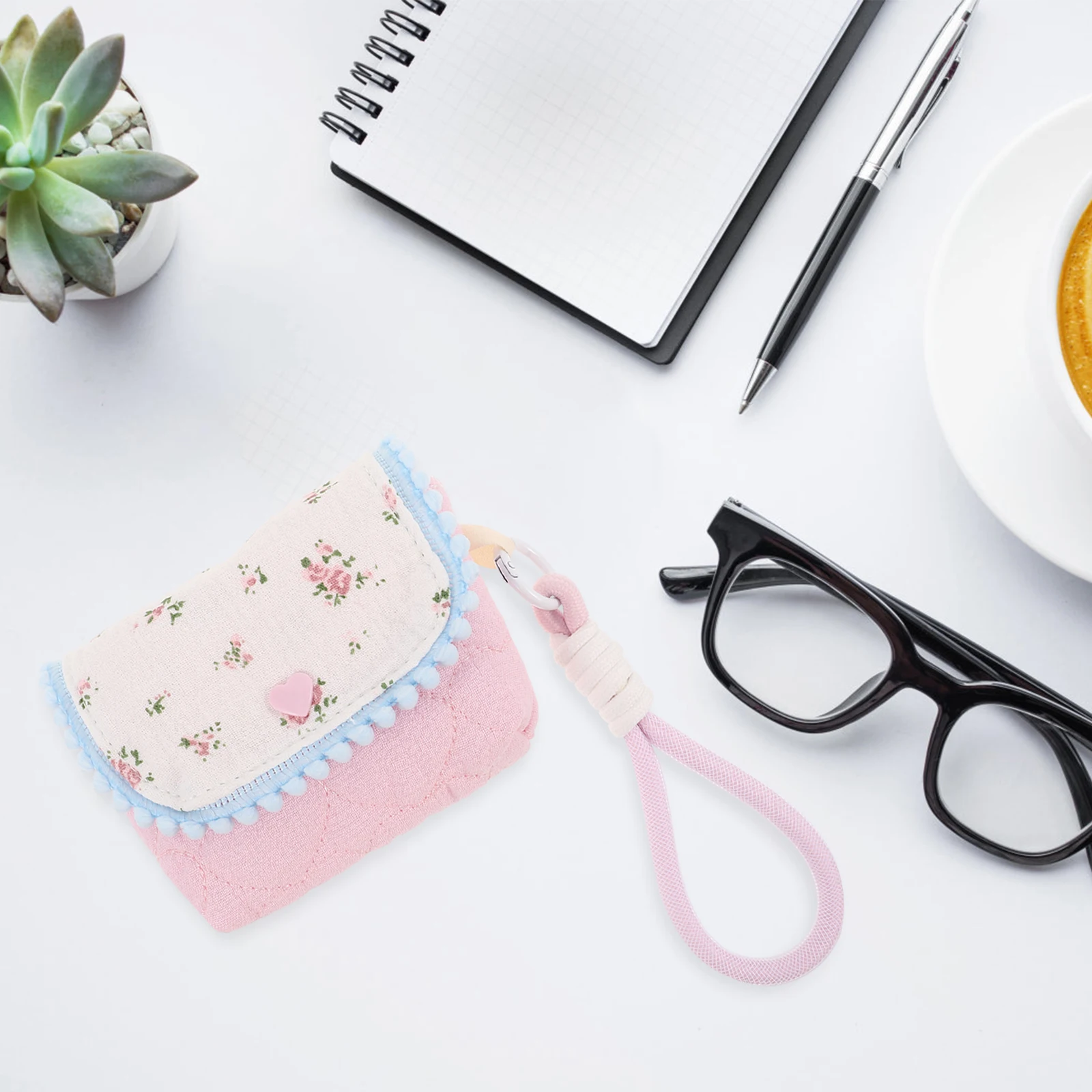

Soft Cotton Pouch Travel Organizer Portable Case Shockproof Anti-Drop Protection Compact Lightweight Floral Design for Backpack