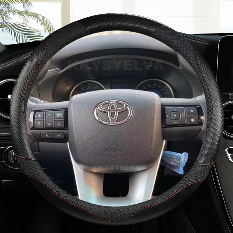 

Кожаный чехол на руль автомобиля из углеродного волокна для Toyota Fortuner 2016-2019 2021 Hilux 2015-2019 2020 2022, автоаксессуары