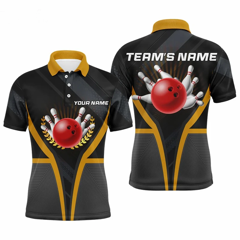 New In Bowling Graphic Polo Shirts For Men Summer Casual Custom Name 3D Printed Short Sleeve Polo Shirt Loose Breathable Tee Top