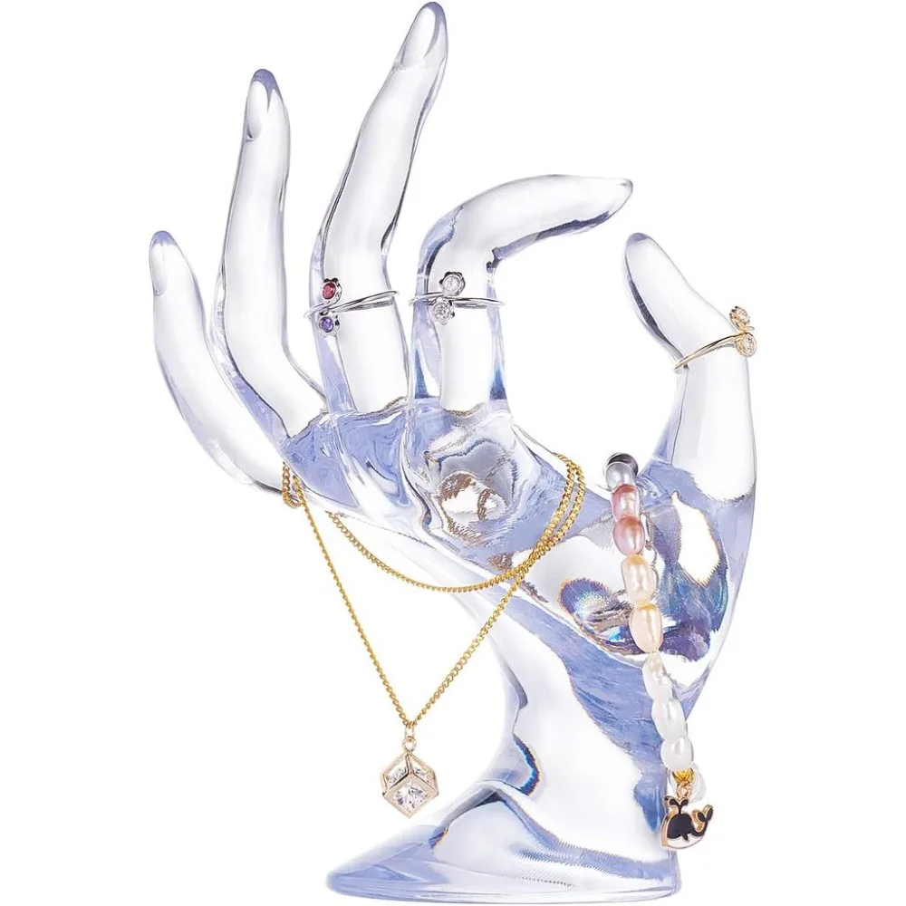 Schmuck-Display-Handhalter in OK-Form, Eleganter Ringhalter, Armband-Ständer, Schmuck-Unterstützung, Uhrenständer, Hochzeits-Präsentationsständer, Transparent